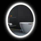 kleankin Round Bathroom Mirror with LED Lights, Wall-Mounted Dimmable Makeup Mirror with 3 Temperature Colours, Defogging Film, Memory Function, Hardwired, 70 x 70 cm - Borgè