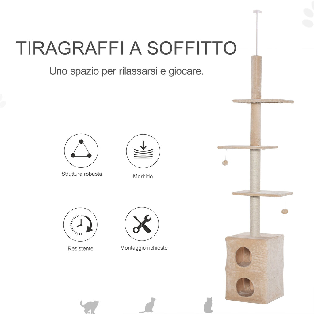 Cat Tree for cats with Scratch Pole for up to 5 Kgs Cat 210-240cm - Borge' Group Limited