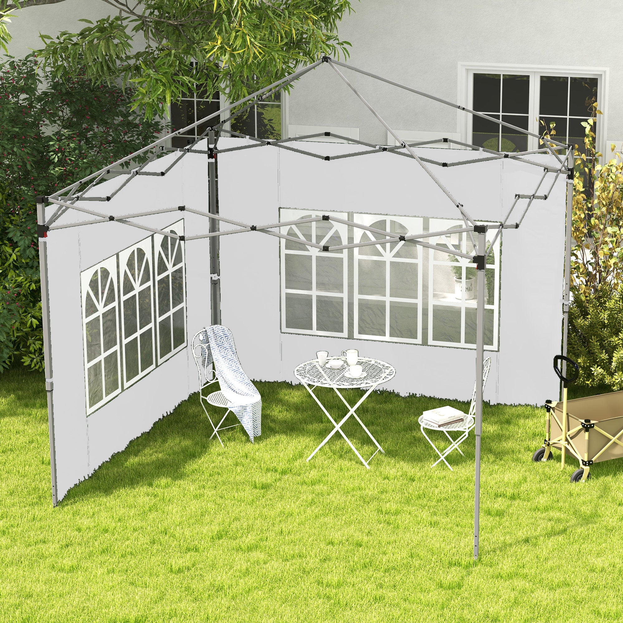 Outsunny walls for gazebo 3x3 or 3x4 with windows included, in plastic and Oxford fabric, 295x195 cm, white - Borgè