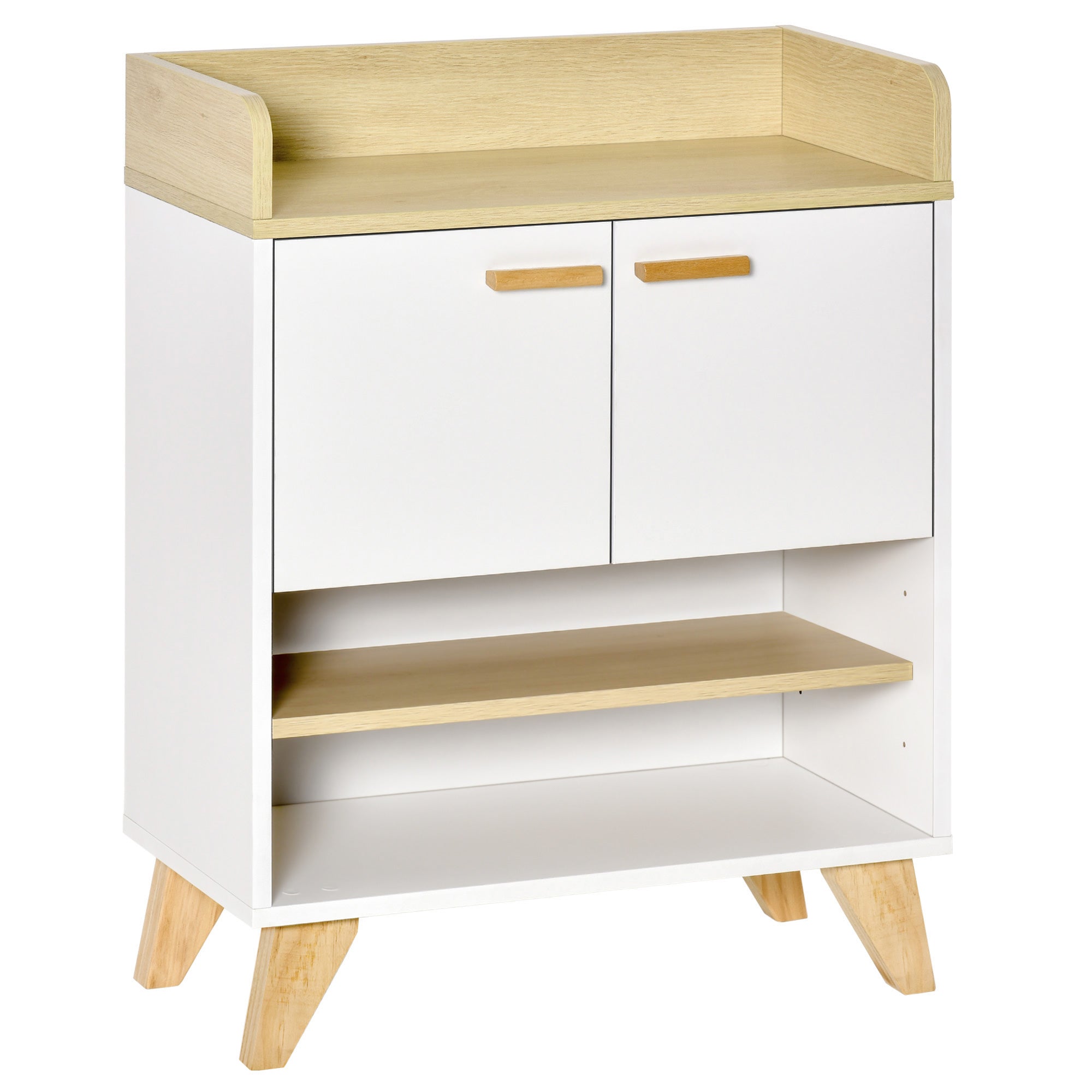 Multiuse cabinet with locker and open shelves, living room for living room, kitchen, white wood office, 60x30x78cm - Borgè