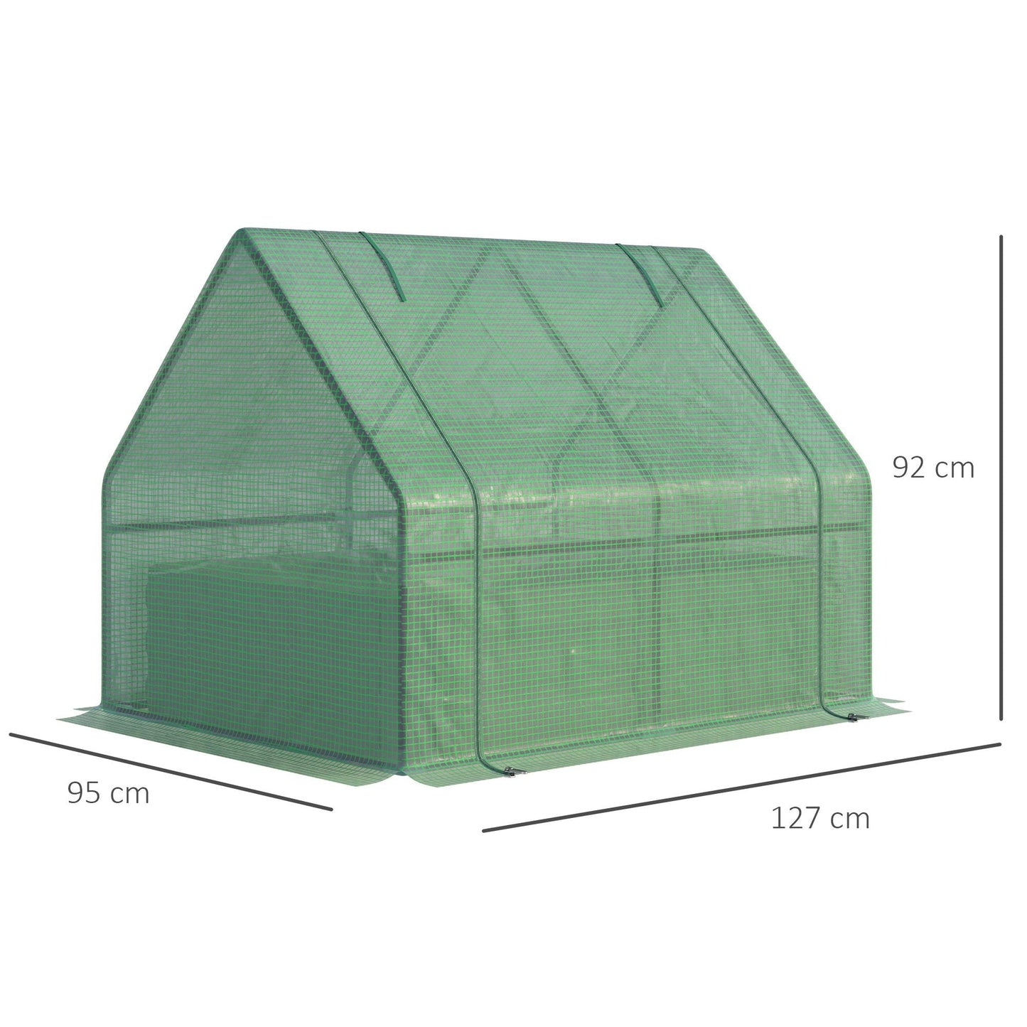 Outsunny Garden Greenhouse Vegetable Bed, Steel with PE Cover, Roller Window, 127x95x92cm