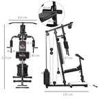 Multifunctional Fitness Station with weights up to 45kg and padded bench, 135x103x210cm - Borge' Group Limited