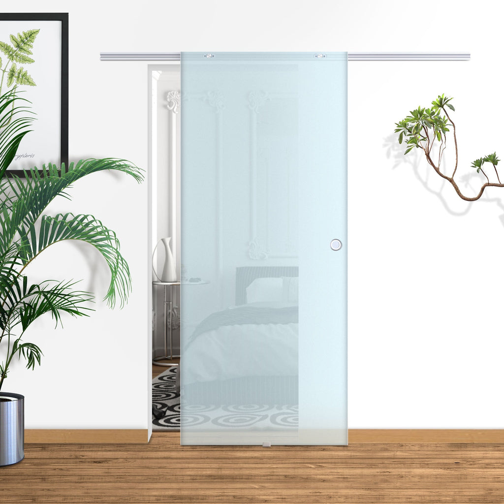Sliding Door Smudged Glass Effect with Aluminum Track , 90x205cm | - Borgè