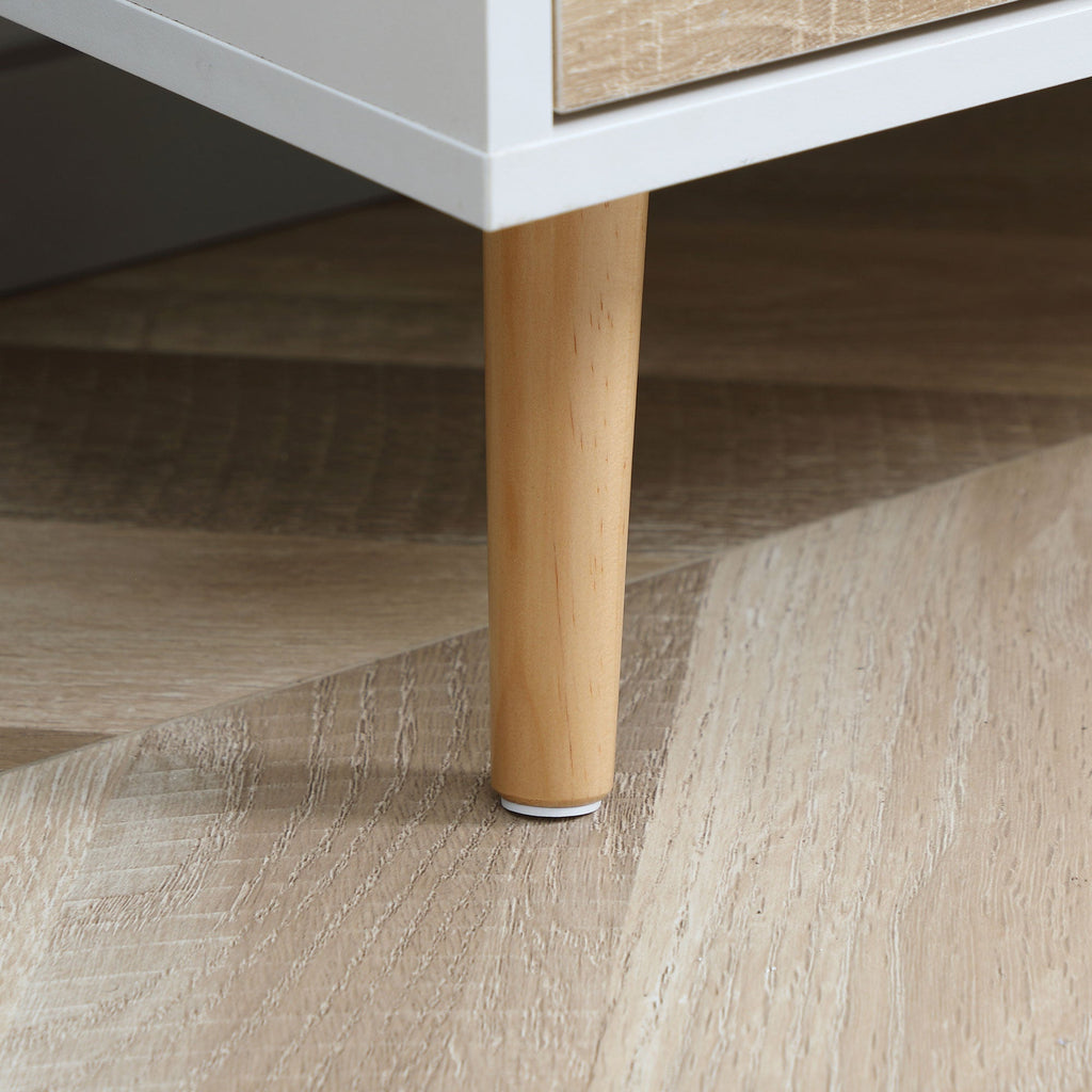 Homcom Low TV Mobile for TV Max 46 "with open shelf, drawer and 2 lockers, in chipboard and pine, 120x37x45.5cm - Borgè