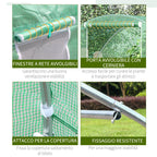 Tunnel Greenhouse with Roll-Up Door and Windows, PE Cover and Steel Structure, 1.5x3x2m, Green - Borge' Group Limited