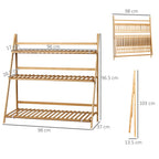 3 Tier Bamboo Outdoor Planter with Raised and Folding Design, 98x37x96.5 cm, Wood Color - Borge' Group Limited