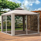3x3m Garden Gazebo with Mosquito Net, Metal Frame and Polyester Cover, Taupe - Borge' Group Limited