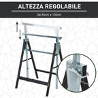 Set 2 Work Cavalllets Folding Telescopic Height Adjustable in steel pipes - Borgè