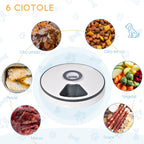 Automatic Food Dispenser for Dogs and Cats, 6 Meals Bowls with Timer and LED Display Battery Operated, Food Dispenser for Small Animals with Music - Borge' Group Limited