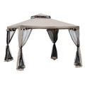 3x3m Garden Gazebo with Mosquito Net, Metal Frame and Polyester Cover, Taupe - Borge' Group Limited