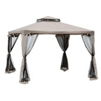 3x3m Garden Gazebo with Mosquito Net, Metal Frame and Polyester Cover, Taupe - Borge' Group Limited