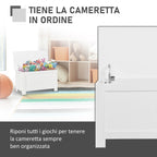 Bench Multipurpose Wooden Wooden Container MDF Opening with Safety Block, 81x40x46cm, White - Borgè