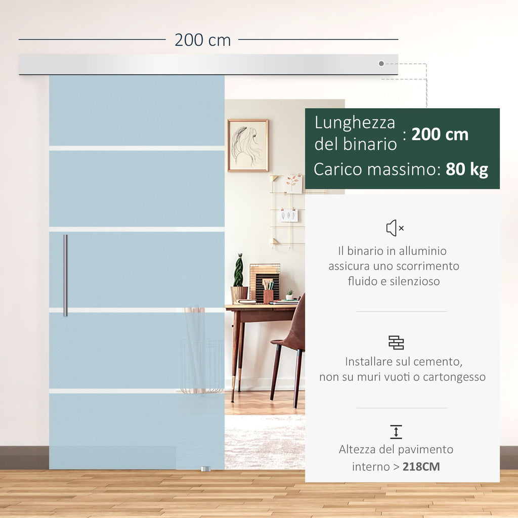 Sliding Glass Sliding Glass with 4 transparent stripes, 102.5x205cm - Borgè