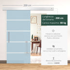 Sliding Glass Sliding Glass with 4 transparent stripes, 102.5x205cm - Borgè