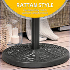 Round Garden Umbrella Base Rattan Effect Ø45cm Weight 9.5kg, Black - Borge' Group Limited