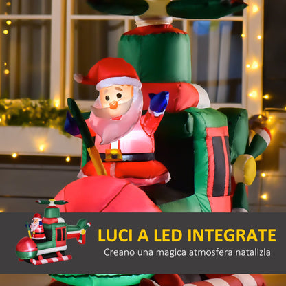 Inflatable Santa Claus on Helicopter with 4 LED lights - Borgè