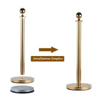 Gold Stainless Steel Retractable Bollard | with Red Rope | ф32 x 95cm - Borgè