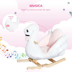Homcom swan -shaped rocking, metal and wood structure - white - Borgè