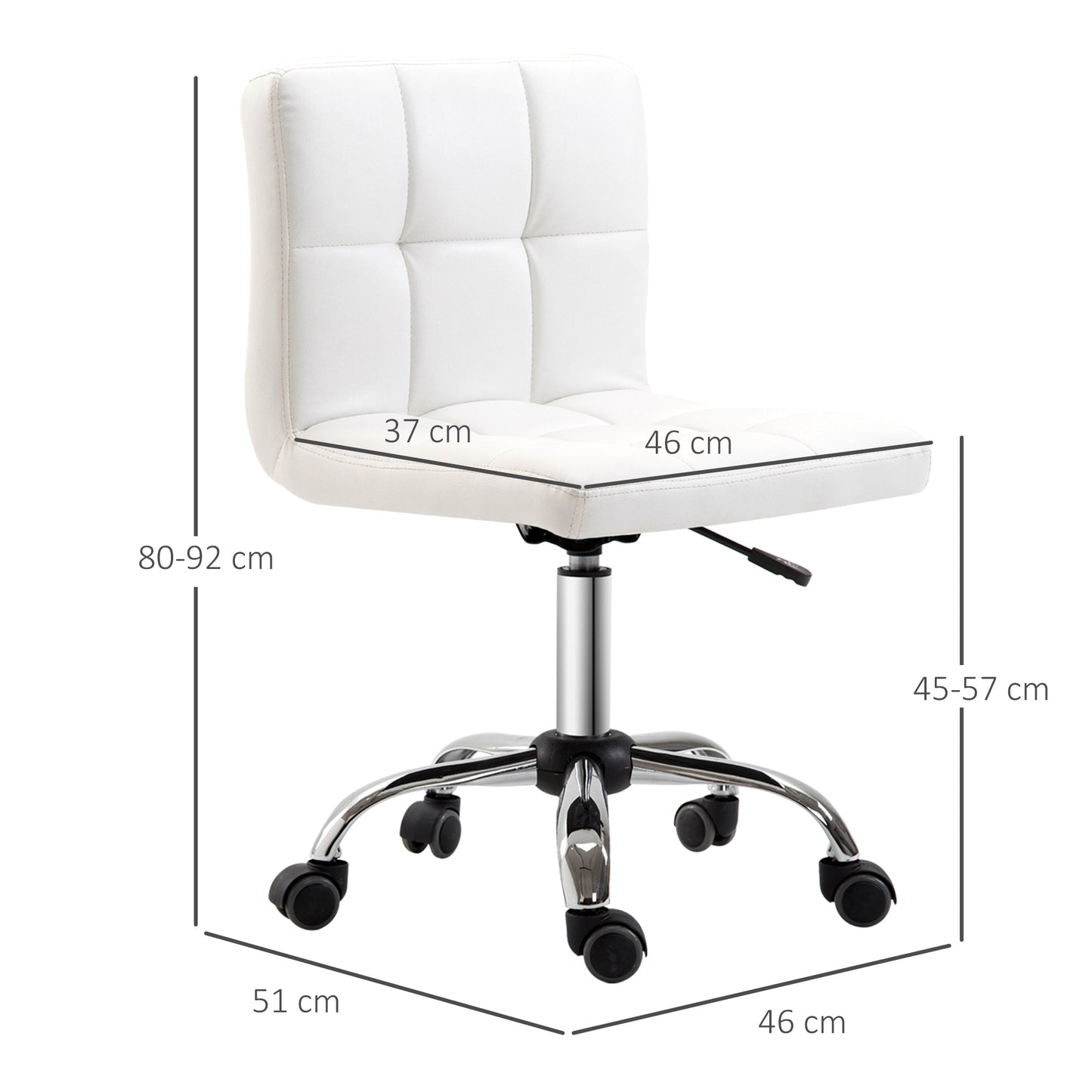 Ergonomic Office Chair, Height Adjustable Swivel Chair in Synthetic Leather 46 × 51 × 80-92cm - Borgè