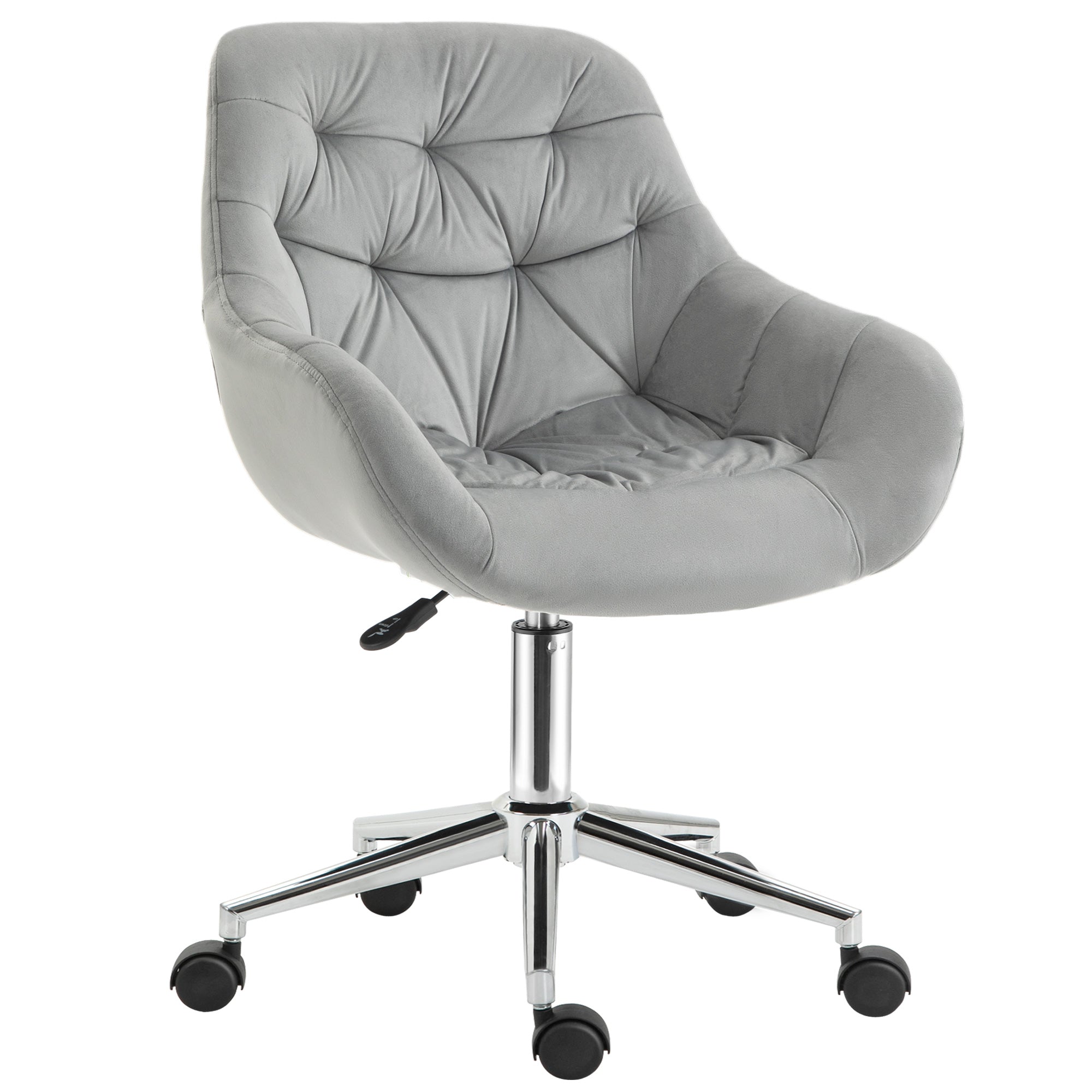 Vicetto swivel ergonomic office chair with adjustable height and wheels, velvet coating - Grey - Borgè