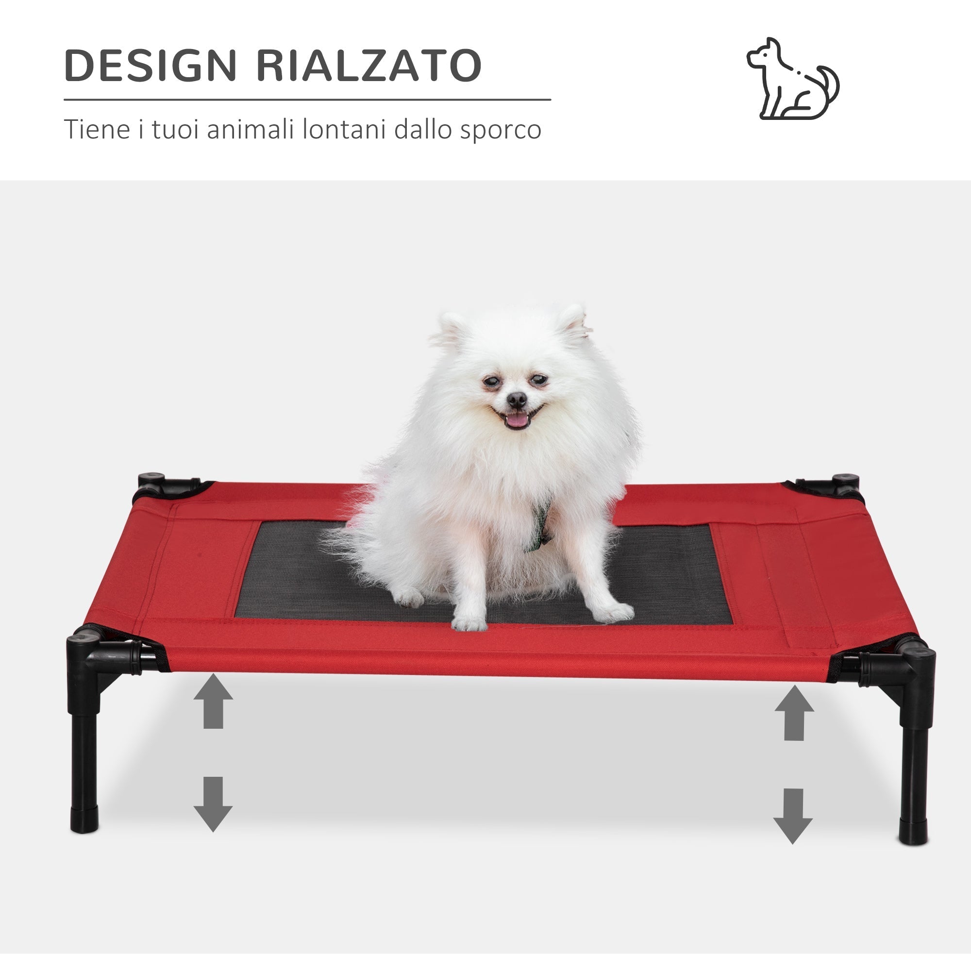Summer Dog Bed for Dogs up to 18kg Outdoor and Indoor Pet Bed 76x61x18 cm, Red - Borge' Group Limited