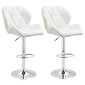 Set 2 swivel bar stools with adjustable height, similar coating and round base - white - Borgè