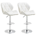 Set 2 swivel bar stools with adjustable height, similar coating and round base - white - Borgè
