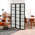 Indoor 3 Panel Folding Wooden Room Divider Screen, 120x170cm, Black and White - Borgè