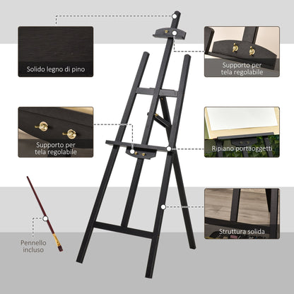 Catel Study Professional Study Painting Height and Embdy Complies in Wooden 51.5x71.5x134.5, Black - Borgè