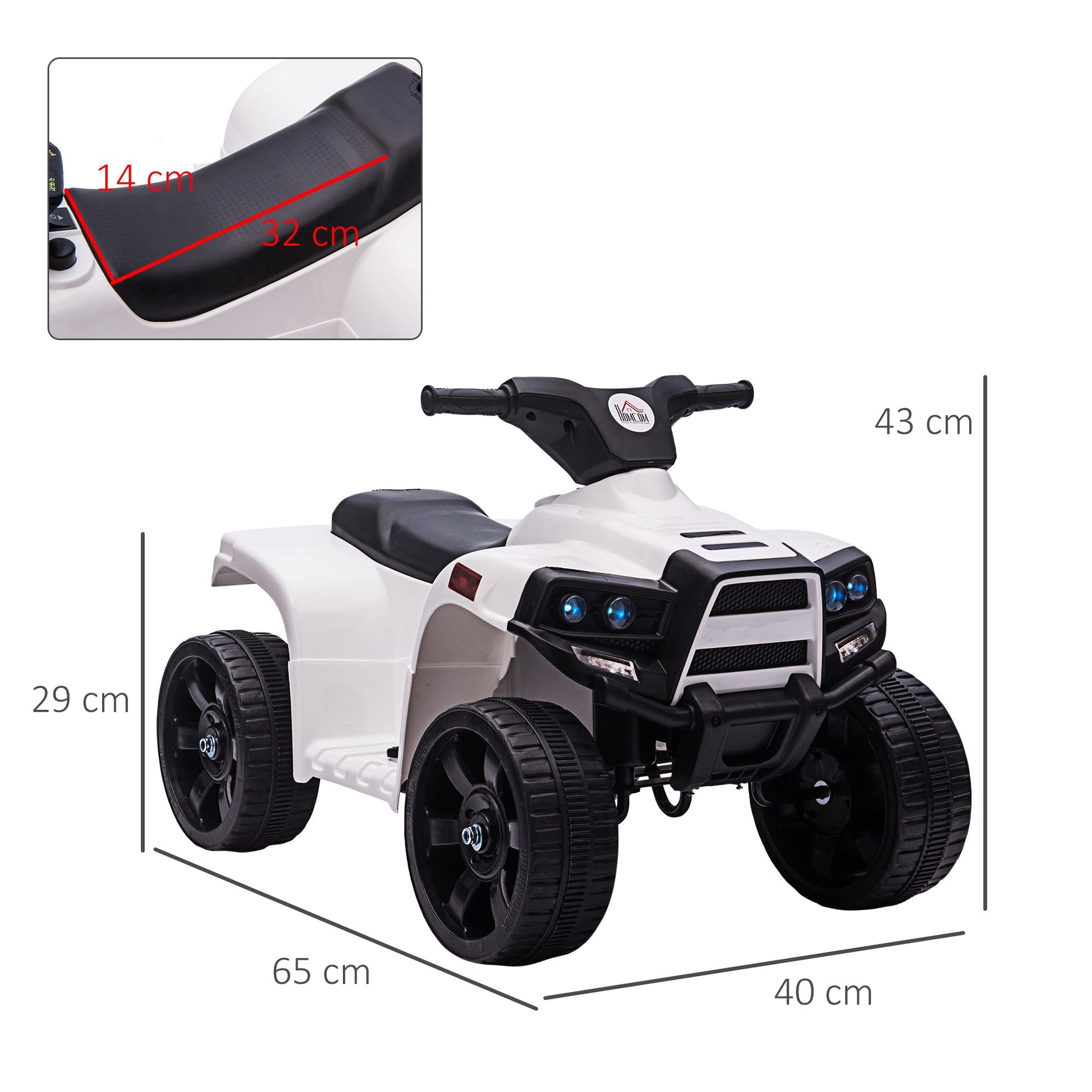 Quad for children 18-36 months ATV electric 6V, 3km/h speed, black white - Borgè