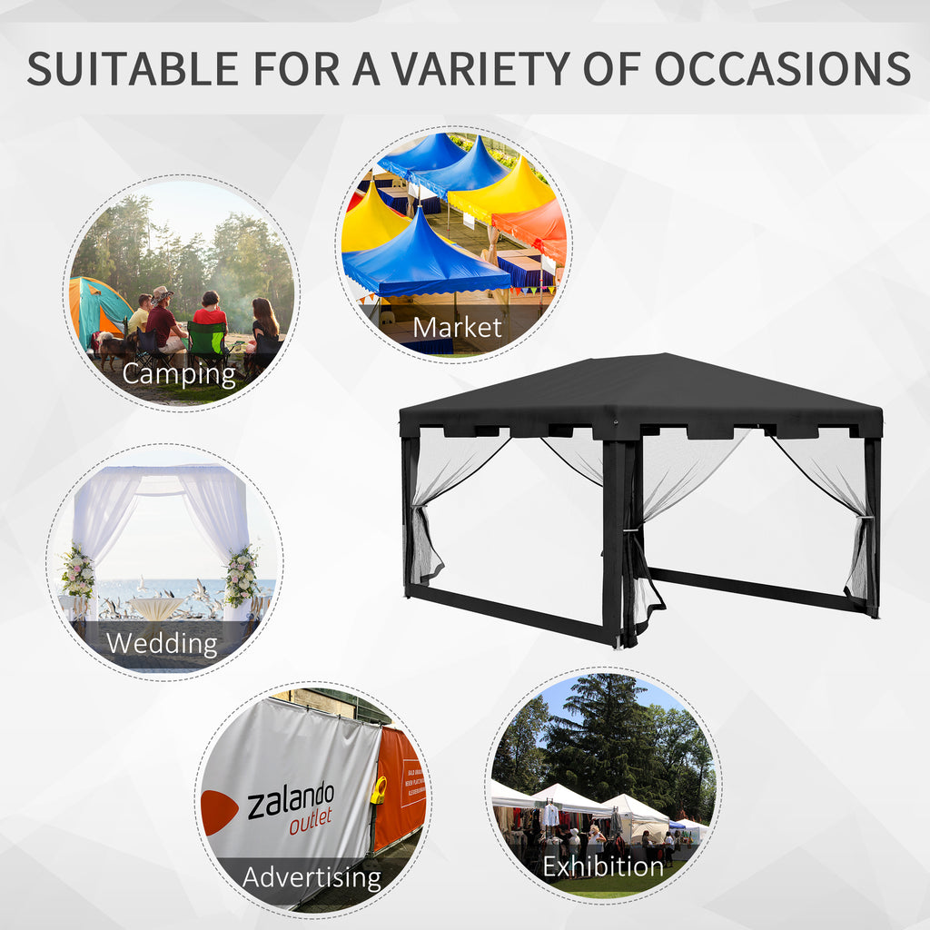 Outsunny Gazebo 4x3 m folding with mosquito net and 2 inputs, in metal and pe, dark gray - Borgè