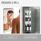 Bathroom Angular Wardrobe in steel with saving mirror 60 x 30 x 18.4cm - Borgè