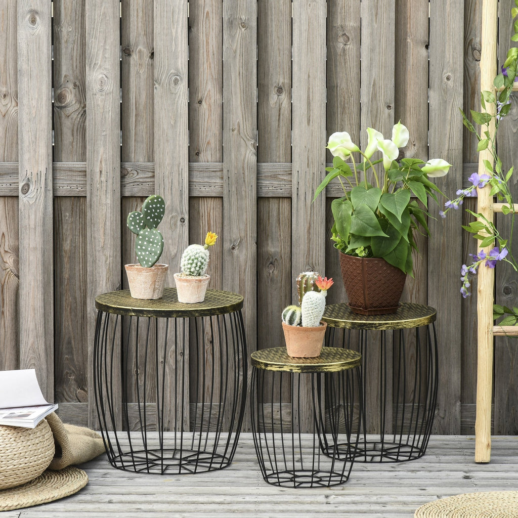 DONA | Industrial Style Outdoor Garden Set, 3pcs Balcony Tables - Borgè