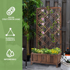 Outsunny Outdoor Fioriera with wooden grill for climbing plants, 60x30x122.5 cm, brown - Borgè