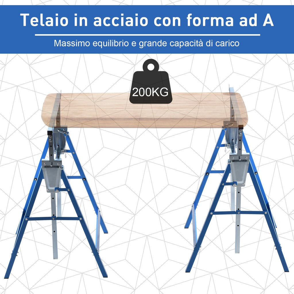 Set 2 Work Cavalllets Folding telescopic in steel tubes 68 x 58 x 80 - Borgè