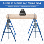 Set 2 Work Cavalllets Folding telescopic in steel tubes 68 x 58 x 80 - Borgè