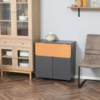 Homcom Folding table saving for 4 people max with 4 wheels, hidden shelf and locker with doors, 70x83x75 cm - Borgè