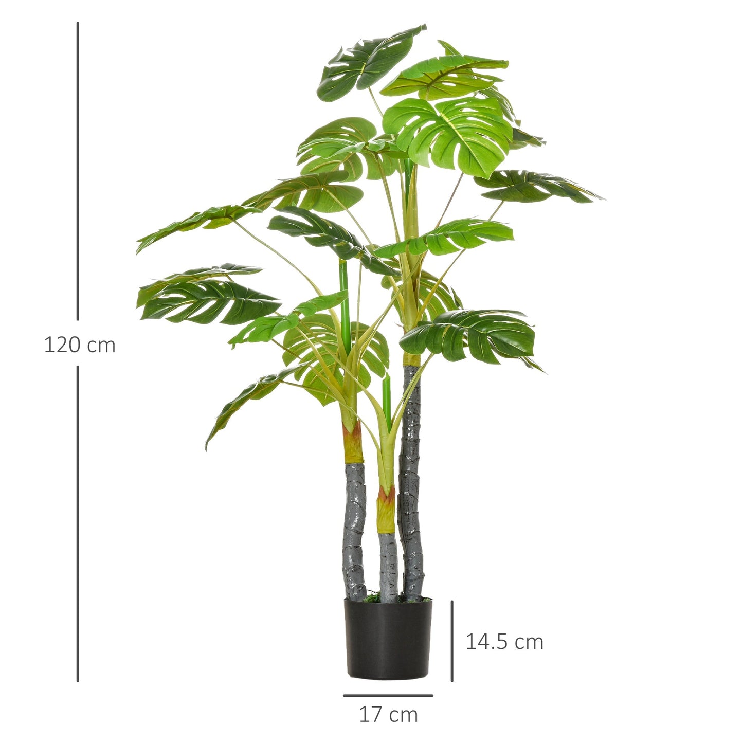 Monstera artificial plan for interior and outdoor, realistic fake plant with 20 leaves, 120cm - Borgè