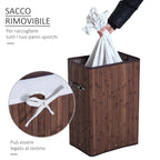 Elegant Bamboo Cane with Lid & Removable Fabric Bag, 40x30x60cm - Brown - Borgè