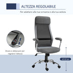 VATER CHAIR CHAIR OFFICOMICAL OFFICE, Adjustable height and rocking in Grey mesh fabric - Borgè