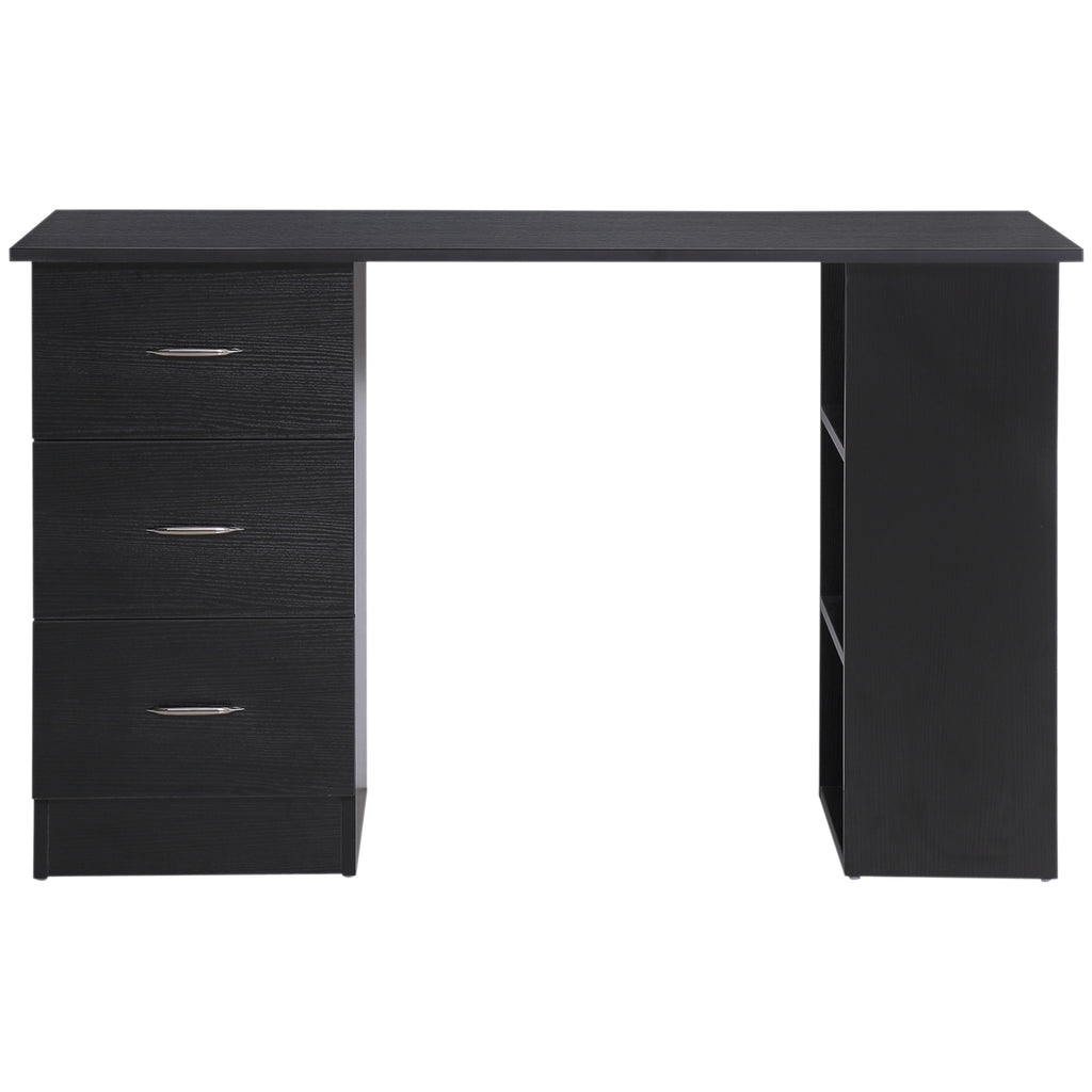 Homcom PC Desk with 3 shelves and 3 drawers per room and office, in MDF wood, 120x49x72 cm, black - Borgè