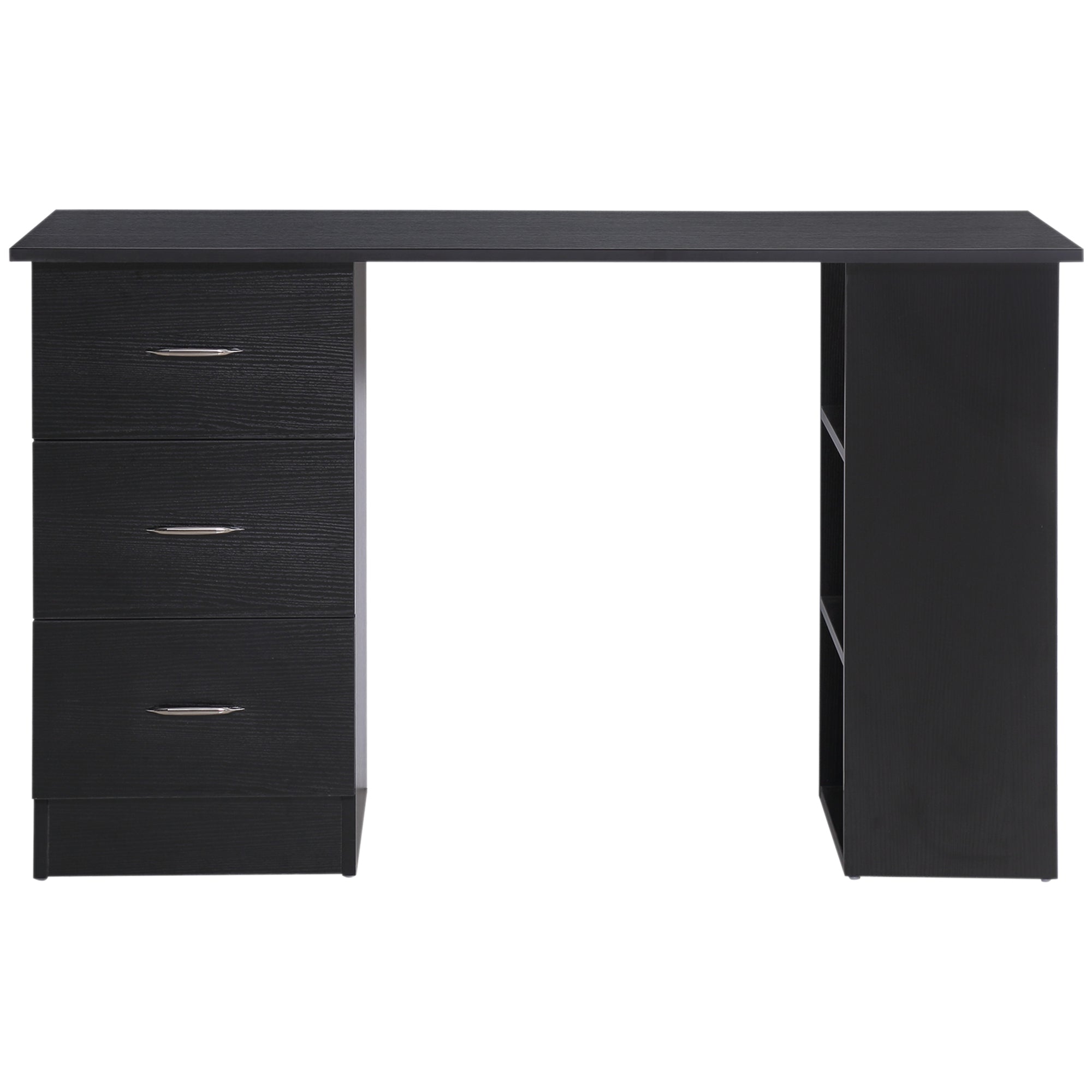 Homcom PC Desk with 3 shelves and 3 drawers per room and office, in MDF wood, 120x49x72 cm, black - Borgè