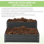 2-Tier Raised Garden Bed in Steel with Open Bottom, 120x101x58cm, Dark Grey - Borge' Group Limited