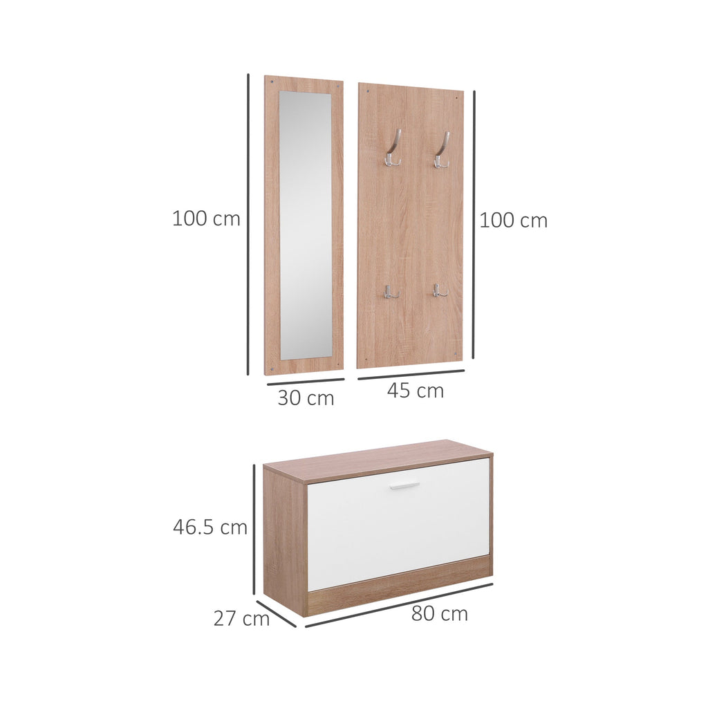 Set 3 pieces SCANDLE HAPPENDIBITS Mirror Wardrobe Wardroba in Wooden, 80x27x46.5cm - Borgè