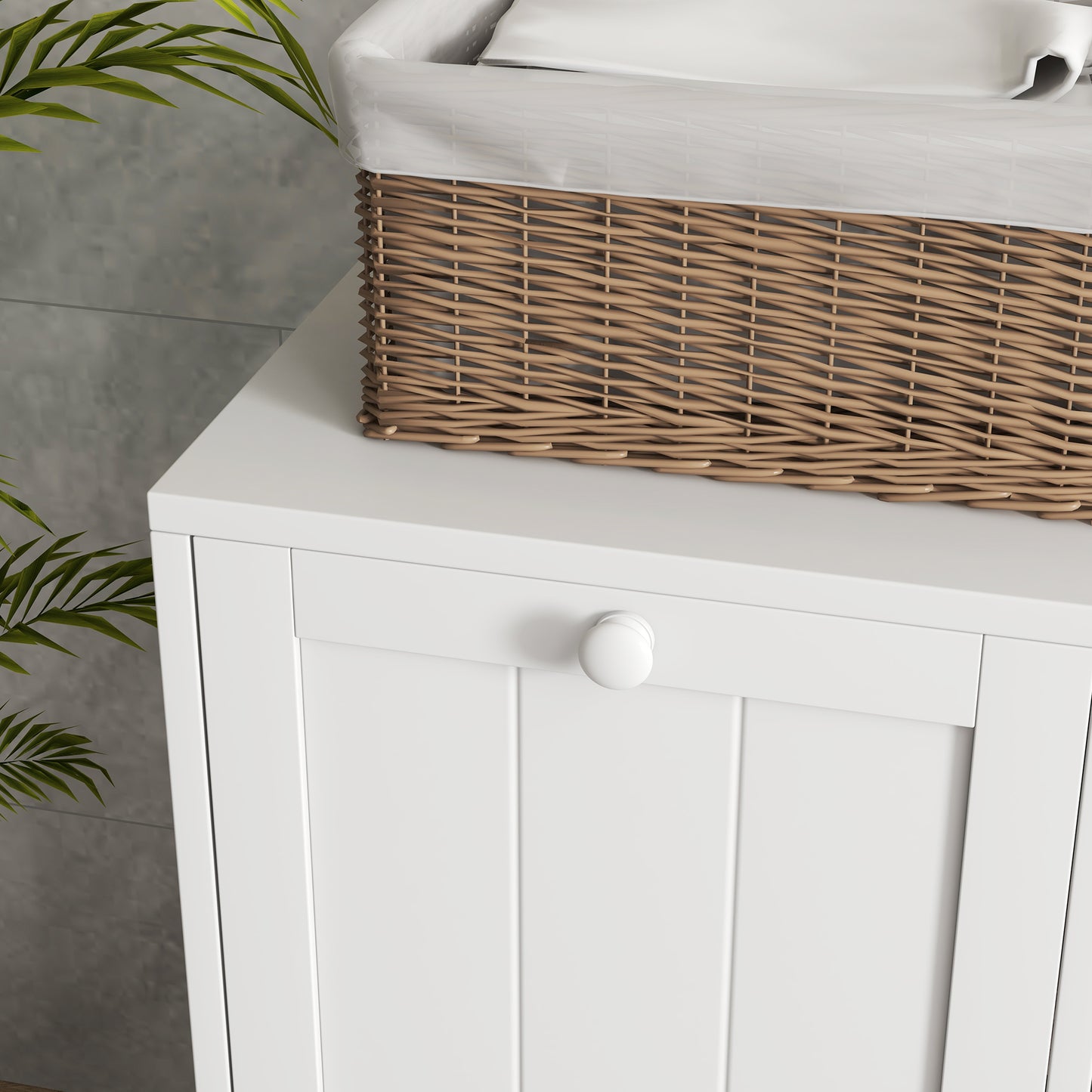 Clothes Cabinet with 2 Wooden Tilt Compartments, 66x33x68cm, White - Borgè