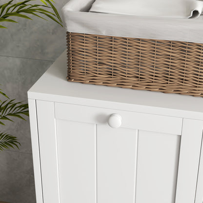 Clothes Cabinet with 2 Wooden Tilt Compartments, 66x33x68cm, White - Borgè