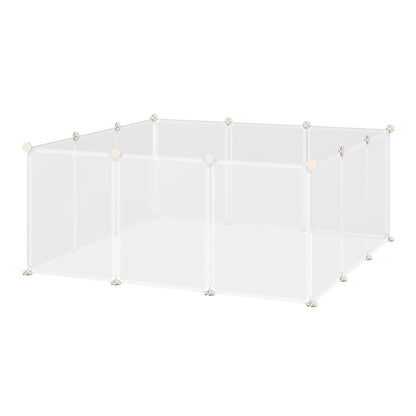 Pawhut fence for rabbits, puppies and small animals modular metal and PP, 12 panels of 35x45cm white