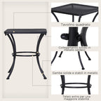Square Steel Garden Table with Perforated Top, 45x45x50 cm, Black - Borge' Group Limited