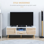 Homcom Low TV Mobile for TV Max 46 "with open shelf, drawer and 2 lockers, in chipboard and pine, 120x37x45.5cm - Borgè