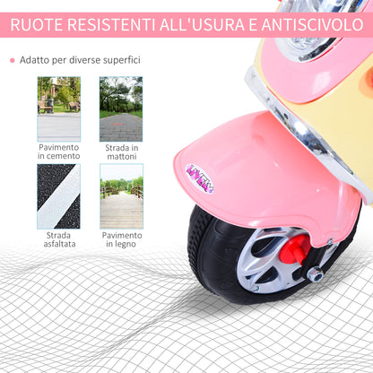 PINK MOTORINO | Children's Electric tricycle for 6v girls with lights and music, pink - Borgè